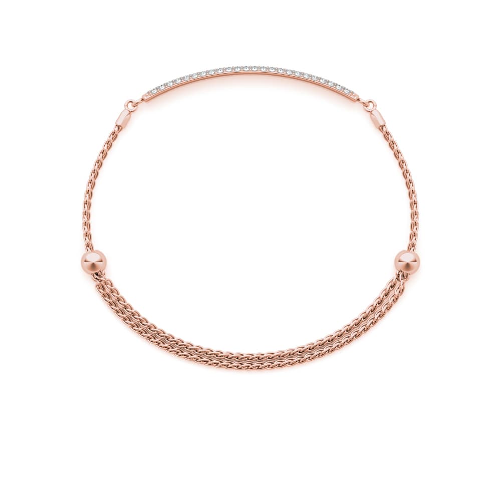 Adjustable Pavé Bar Bracelet (0.73 ct. tw.), Angle view in rose gold