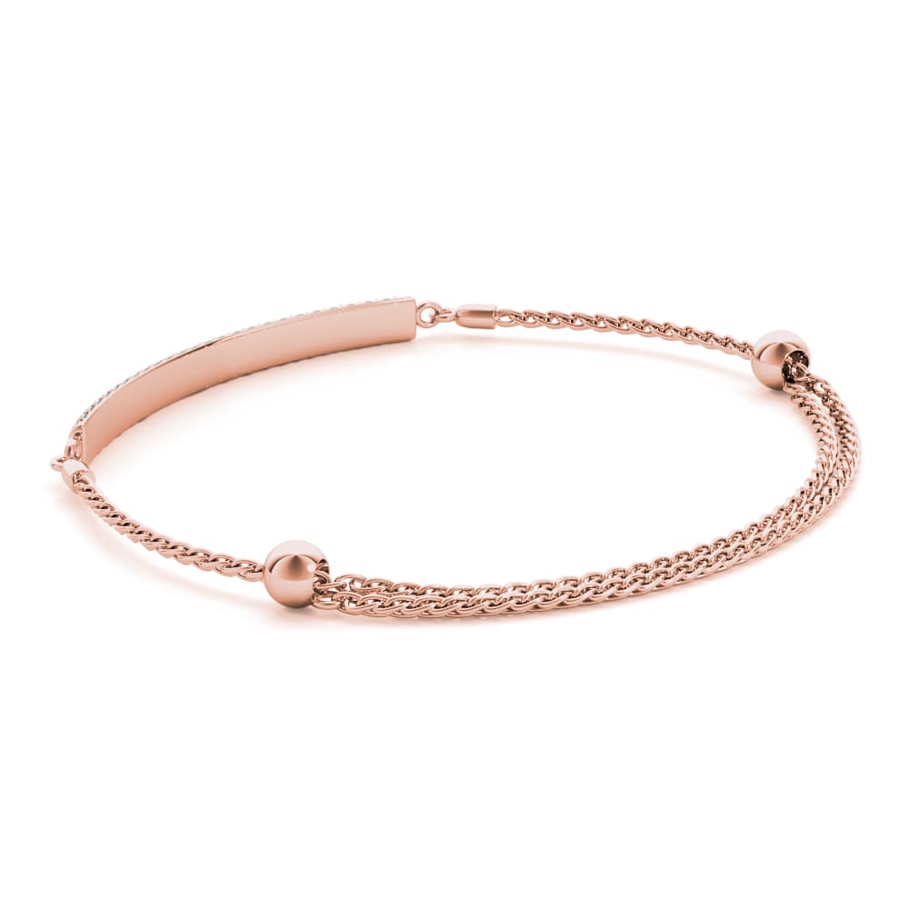 Adjustable Pavé Bar Bracelet (0.73 ct. tw.), On hand view in rose gold