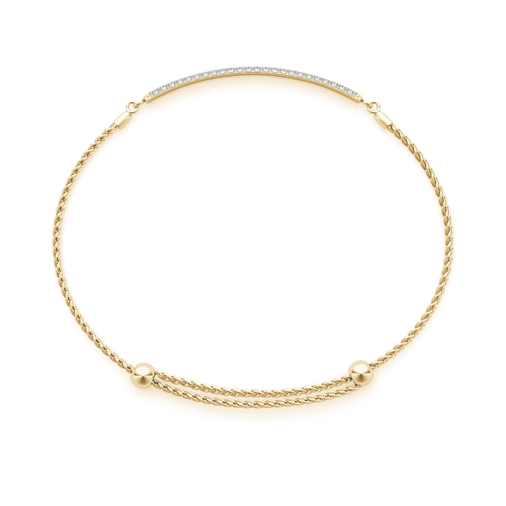 Adjustable Pavé Bar Bracelet (0.73 ct. tw.), Side view in yellow gold