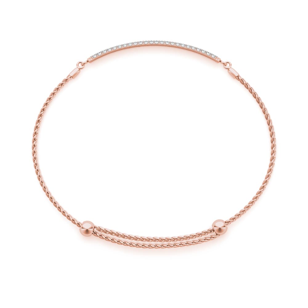 Adjustable Pavé Bar Bracelet (0.73 ct. tw.), Side view in rose gold