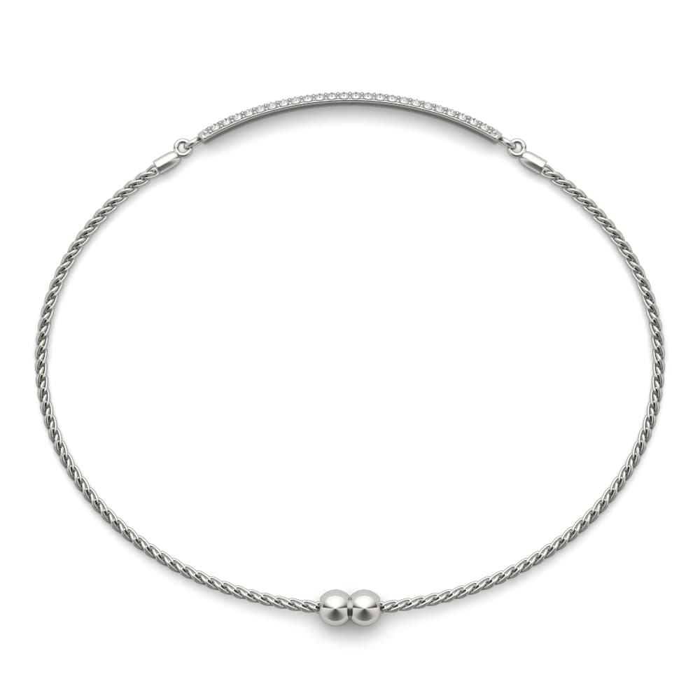 Adjustable Pavé Bar Bracelet (0.73 ct. tw.), Top view in white gold or platinum