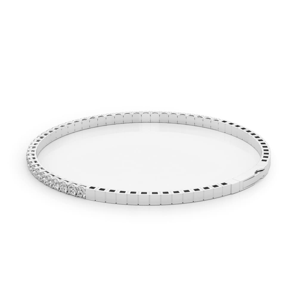 Flexible Stackable Half Way Bangle (1.9 ct. tw.), Angle view in white gold or platinum