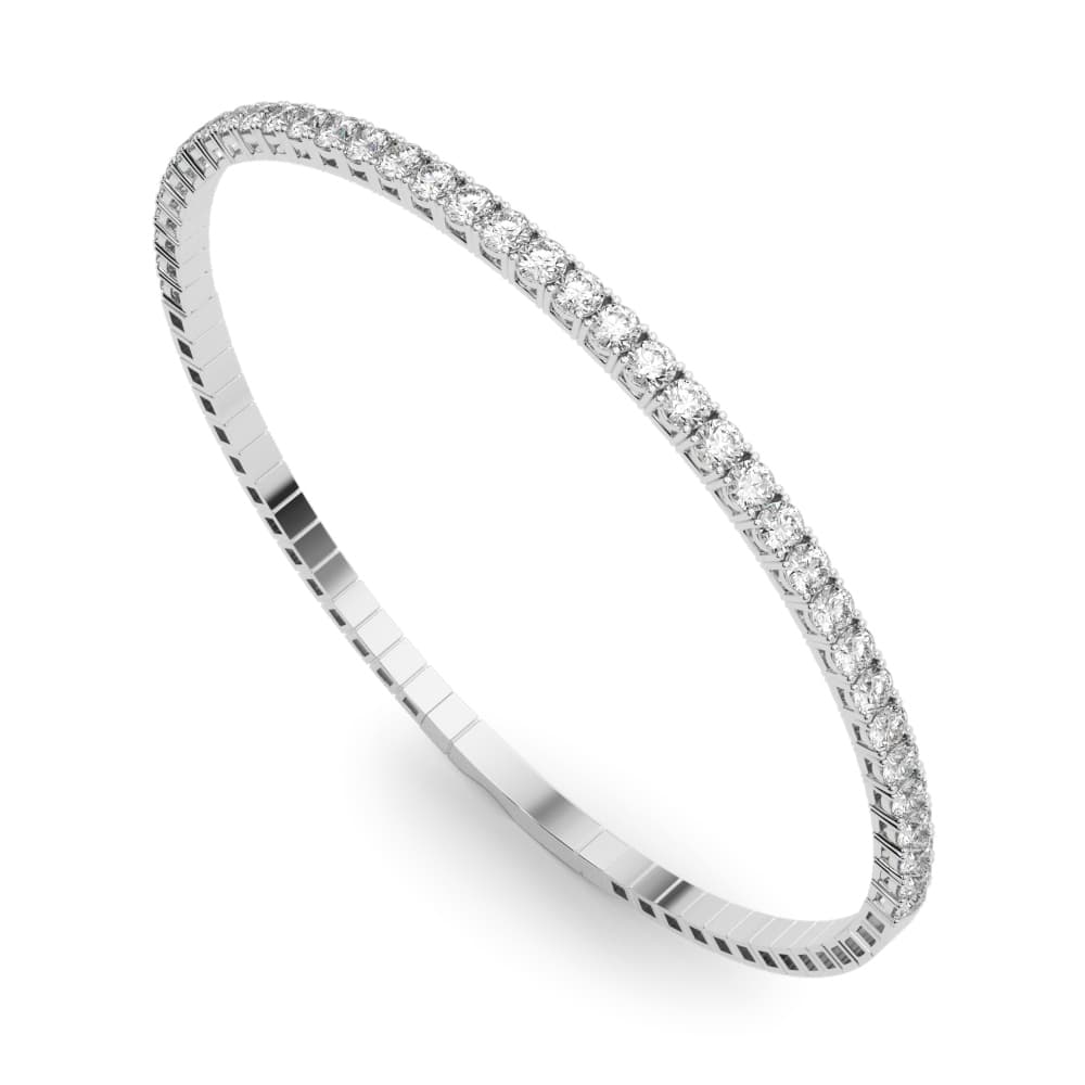 Flexible Stackable Half Way Bangle (1.9 ct. tw.), Side view in white gold or platinum
