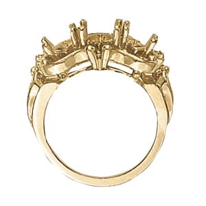 Marquise Gemstone Ring, Side view in white gold or platinum