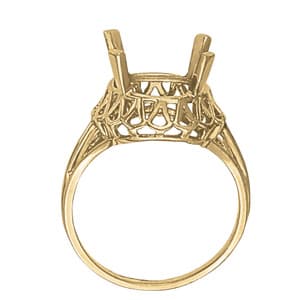 Oval Gemstone Ring, Side view in white gold or platinum