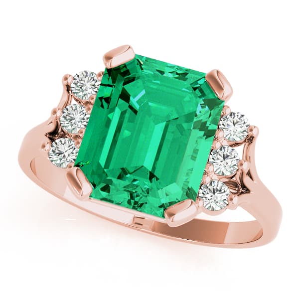 Solitaire Plus Emerald Color Ring (0.18 ct. tw.), Front view in rose gold