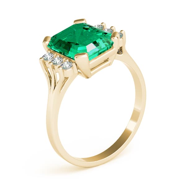 Solitaire Plus Emerald Color Ring (0.18 ct. tw.), Angle view in yellow gold