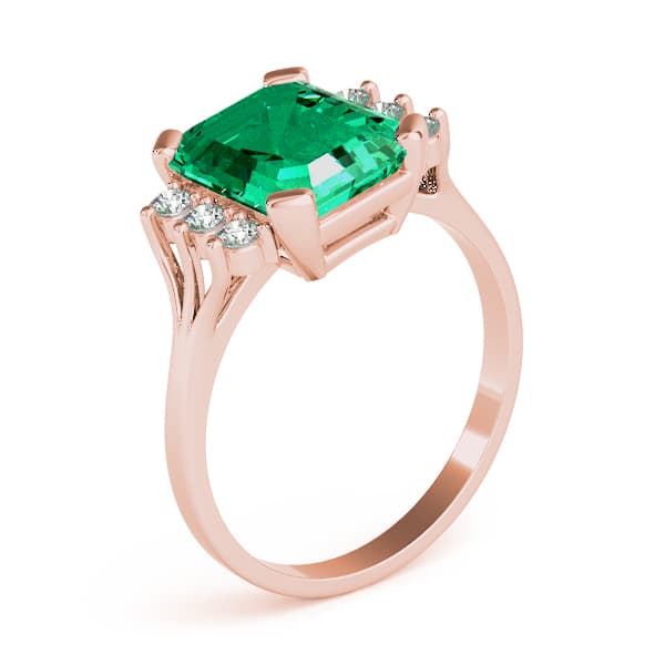 Solitaire Plus Emerald Color Ring (0.18 ct. tw.), Angle view in rose gold