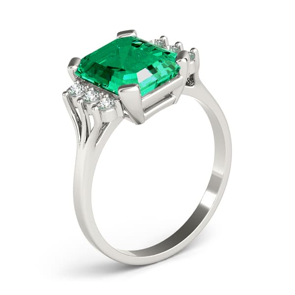 Solitaire Plus Emerald Color Ring (1/2 ct. tw.), Angle view in white gold or platinum