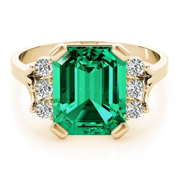 Solitaire Plus Emerald Color Ring (0.18 ct. tw.), On hand view in yellow gold