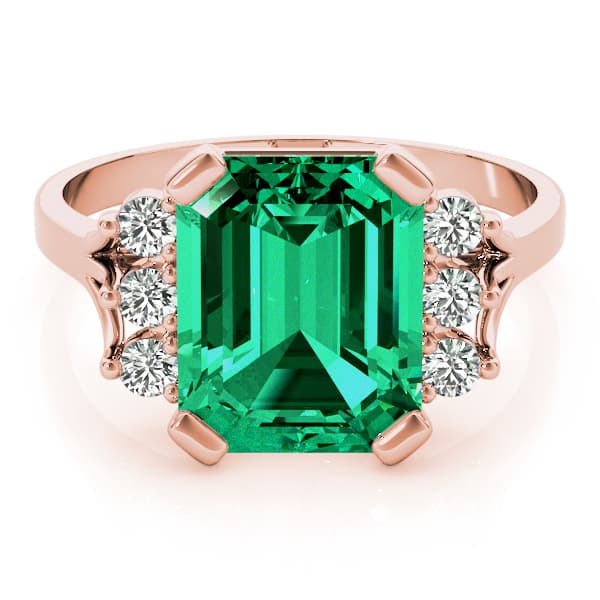 Solitaire Plus Emerald Color Ring (0.18 ct. tw.), On hand view in rose gold