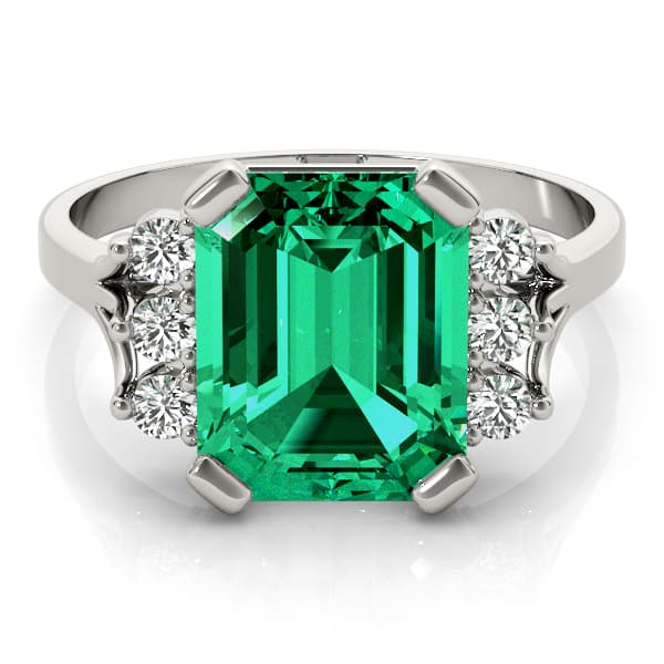 Solitaire Plus Emerald Color Ring (1/2 ct. tw.), On hand view in white gold or platinum