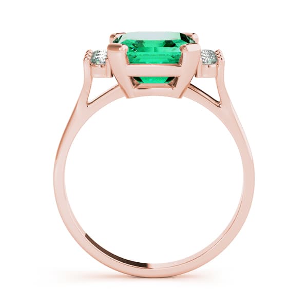 Solitaire Plus Emerald Color Ring (0.18 ct. tw.), Side view in rose gold