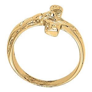 Religious Cross Fashion Ring, Side view in white gold or platinum