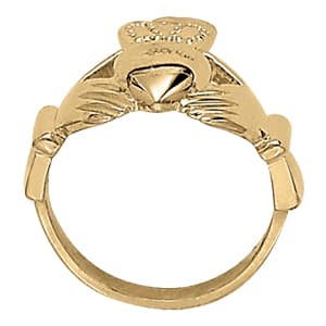 Religious Claddagh Fashion Ring, Side view in white gold or platinum