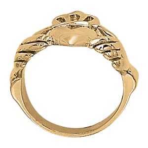 Religious Claddagh Fashion Rings, Side view in white gold or platinum