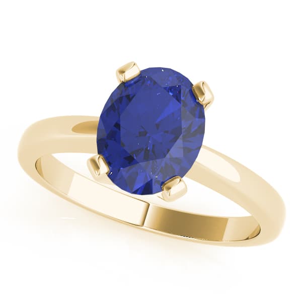 Solitaire Oval Color Ring, Front view in yellow gold