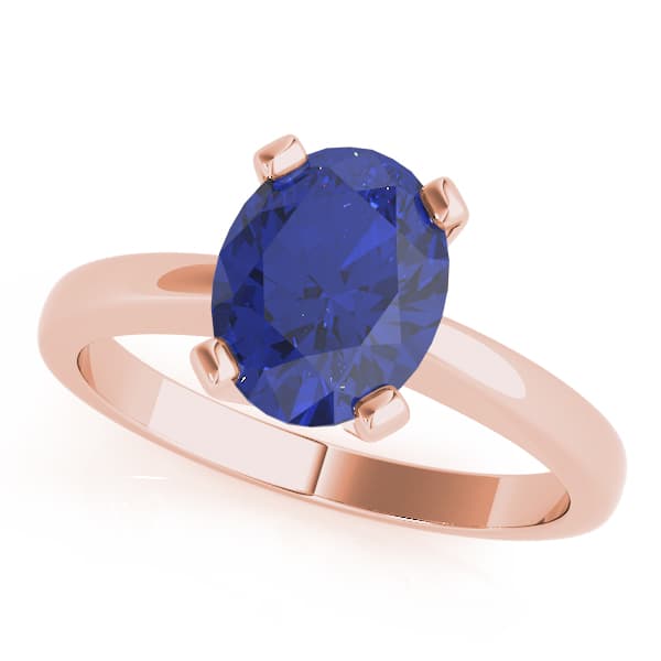 Solitaire Oval Color Ring, Front view in rose gold