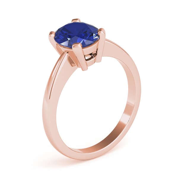 Solitaire Oval Color Ring, Angle view in rose gold
