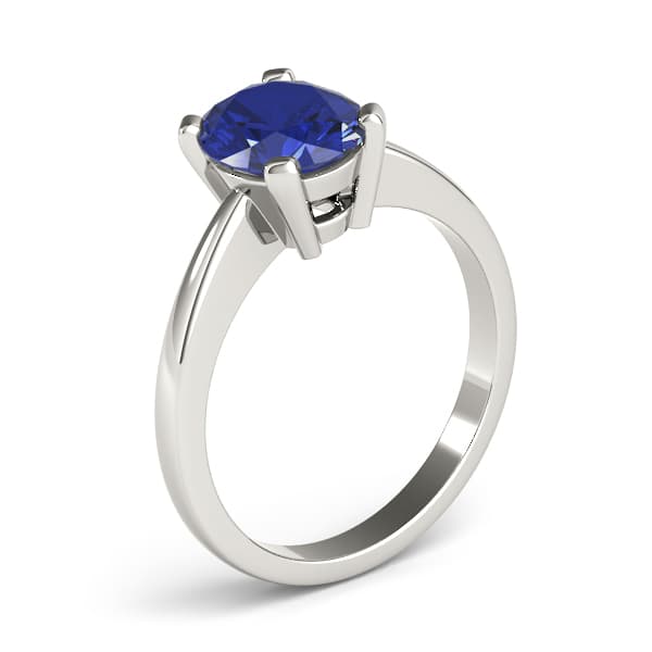 Solitaire Oval Color Ring, Angle view in white gold or platinum