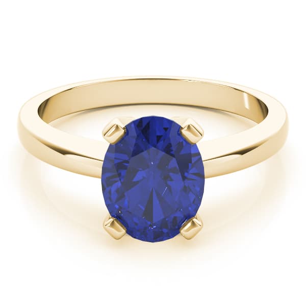 Solitaire Oval Color Ring, On hand view in yellow gold