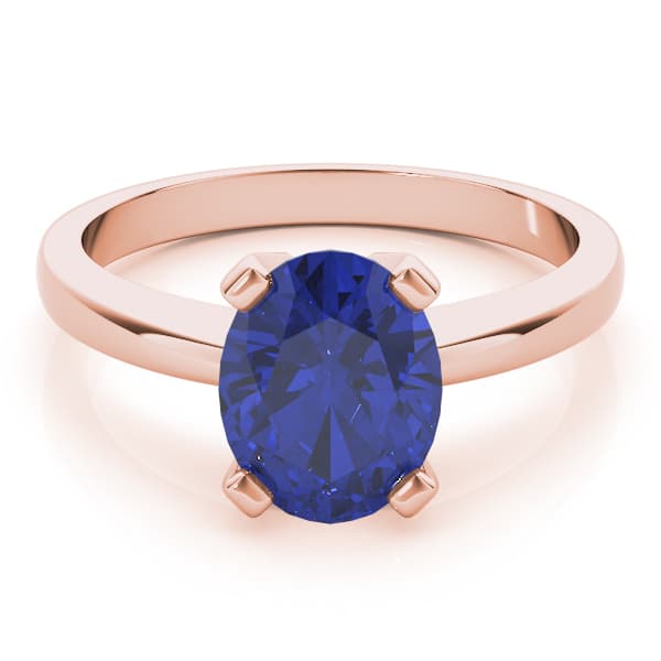 Solitaire Oval Color Ring, On hand view in rose gold