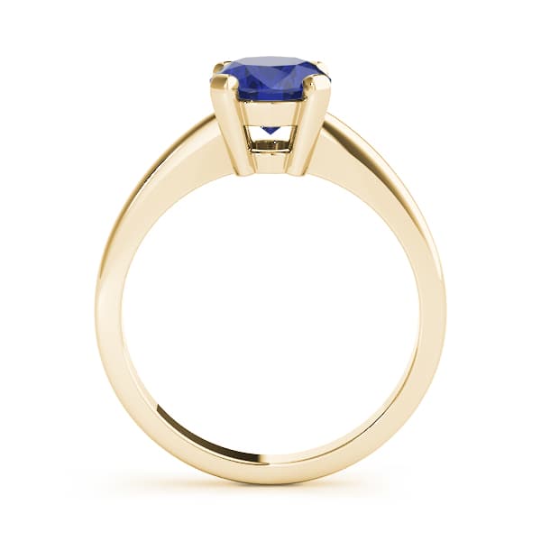Solitaire Oval Color Ring, Side view in yellow gold