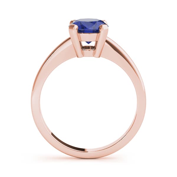 Solitaire Oval Color Ring, Side view in rose gold