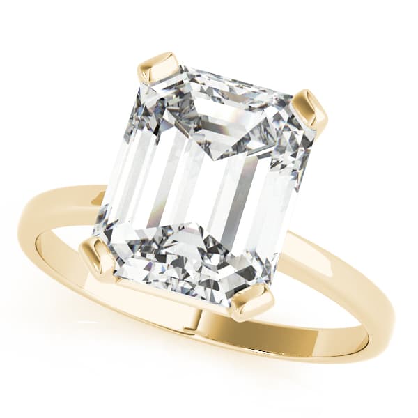 Emerald Cut Solitaire Engagement Ring, style 80030, Front view in yellow gold