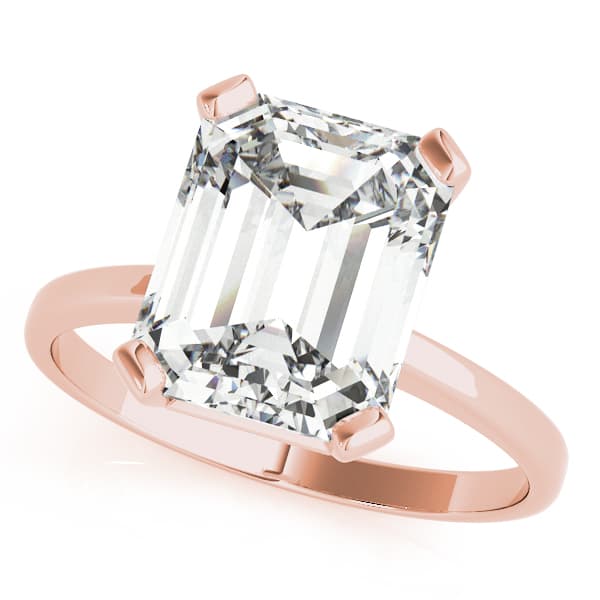 Emerald Cut Solitaire Engagement Ring, style 80030, Front view in rose gold
