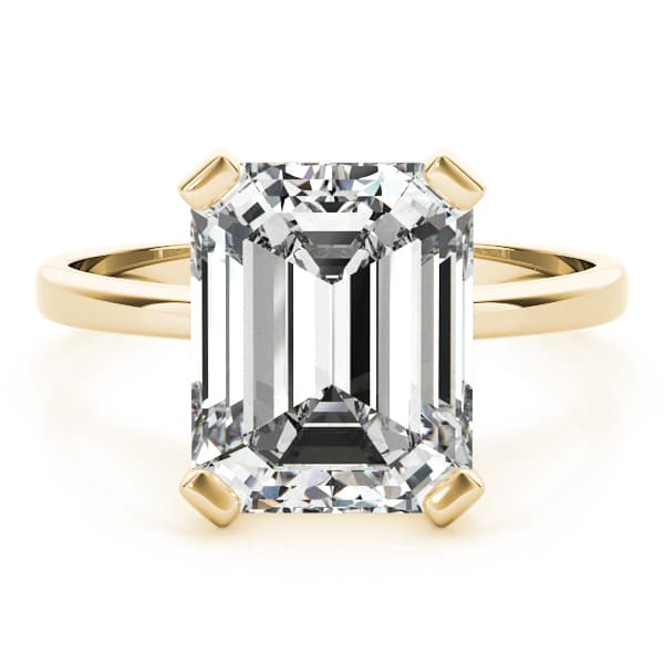 Emerald Cut Solitaire Engagement Ring, style 80030, On hand view in yellow gold
