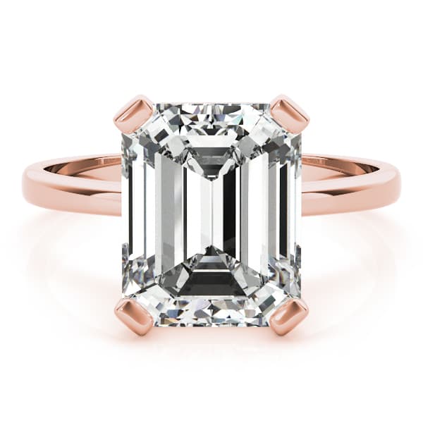 Emerald Cut Solitaire Engagement Ring, style 80030, On hand view in rose gold
