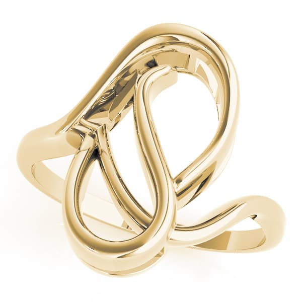 Solitaire Abstract Engagement Ring, style 80041, Front view in yellow gold