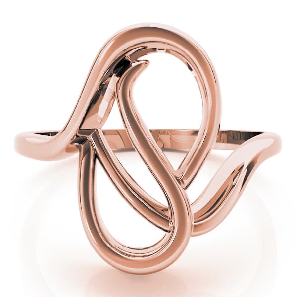 Solitaire Abstract Engagement Ring, style 80041, On hand view in rose gold