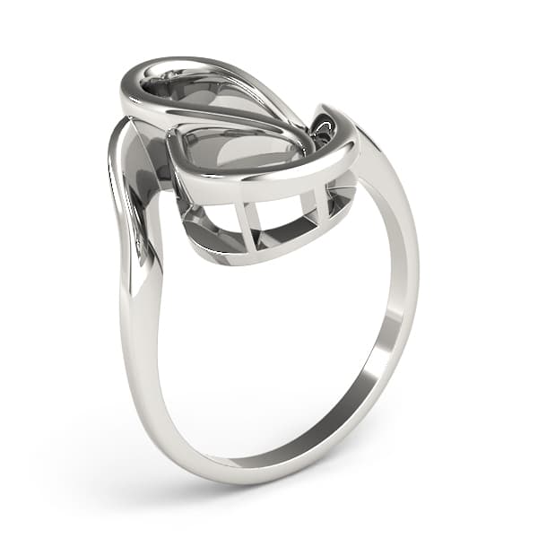 Solitaire Abstract Engagement Ring, style 80041, Top view in white gold or platinum