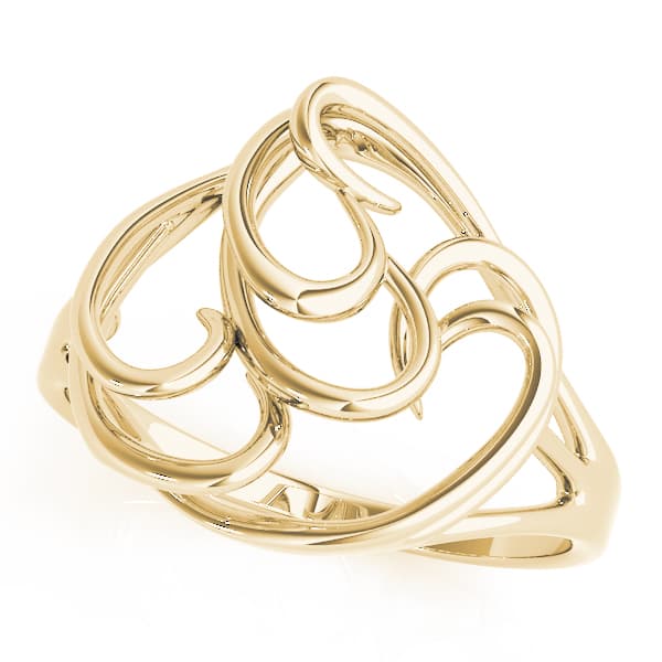 Freeform Solitaire Engagement Ring, style 80057, Front view in yellow gold