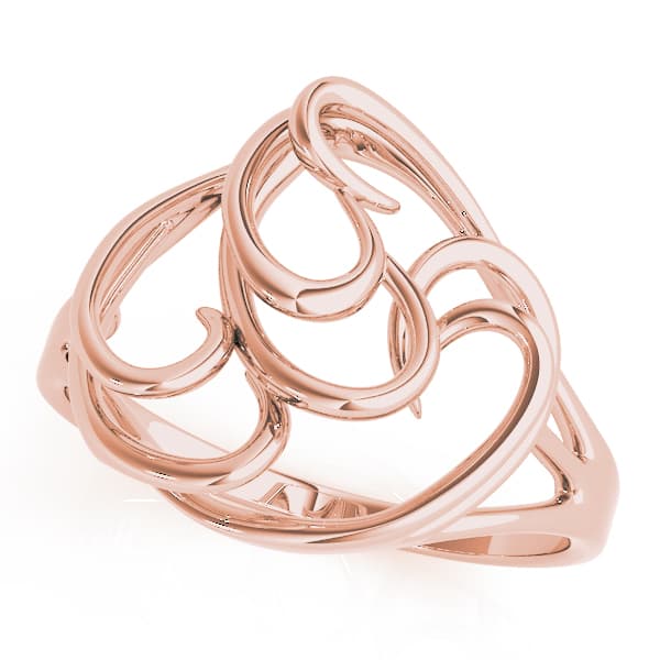 Freeform Solitaire Engagement Ring, style 80057, Front view in rose gold