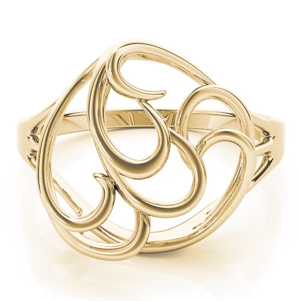 Freeform Solitaire Engagement Ring, style 80057, On hand view in yellow gold
