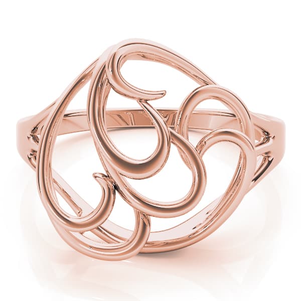 Freeform Solitaire Engagement Ring, style 80057, On hand view in rose gold