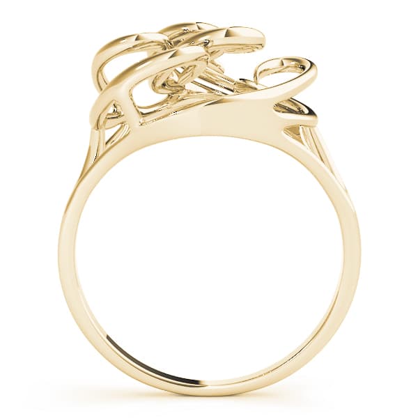 Freeform Solitaire Engagement Ring, style 80057, Side view in yellow gold