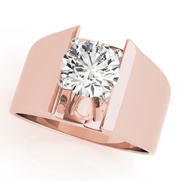 Solitaire Engagement Ring, style 80066, Front view in rose gold