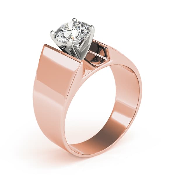 Solitaire Engagement Ring, style 80066, Top view in rose gold