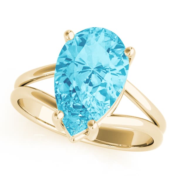 Pear Gemstone Ring, Front view in yellow gold