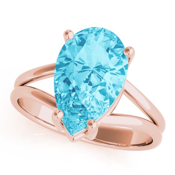 Pear Gemstone Ring, Front view in rose gold