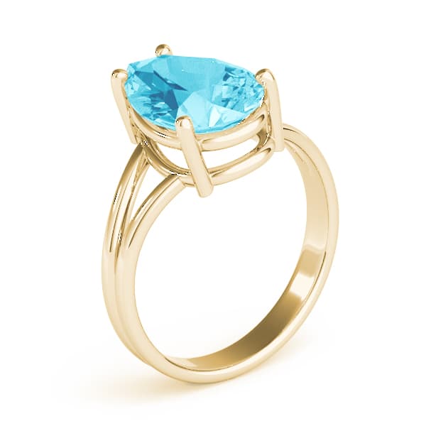 Pear Gemstone Ring, Angle view in yellow gold