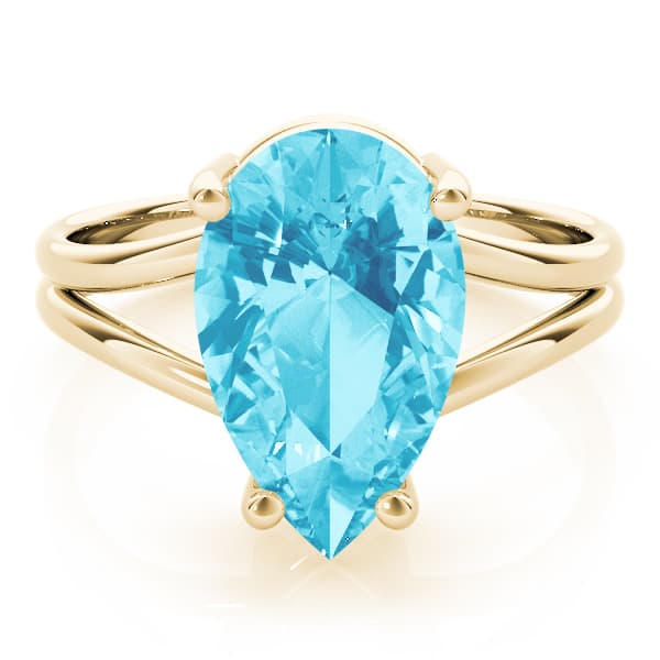 Pear Gemstone Ring, On hand view in yellow gold
