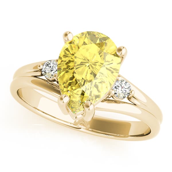 Solitaire Plus Pear Color Rings (0.08 ct. tw.), Front view in yellow gold