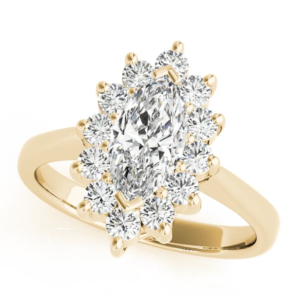 Marquise Halo Engagement Ring, style 80096, Front view in yellow gold