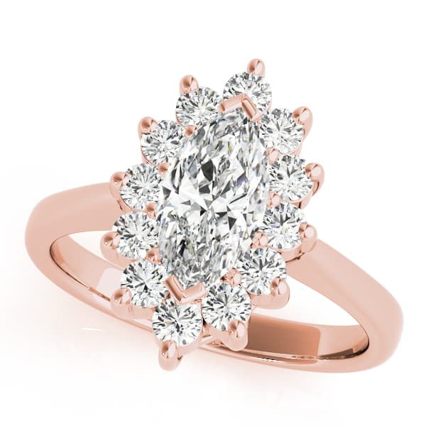 Marquise Halo Engagement Ring, style 80096, Front view in rose gold