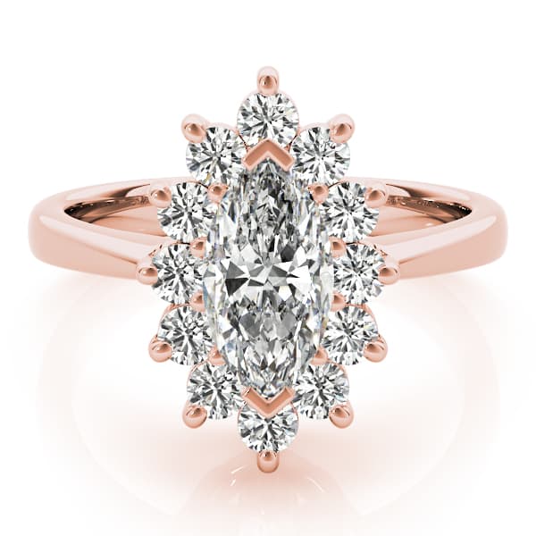 Marquise Halo Engagement Ring, style 80096, On hand view in rose gold